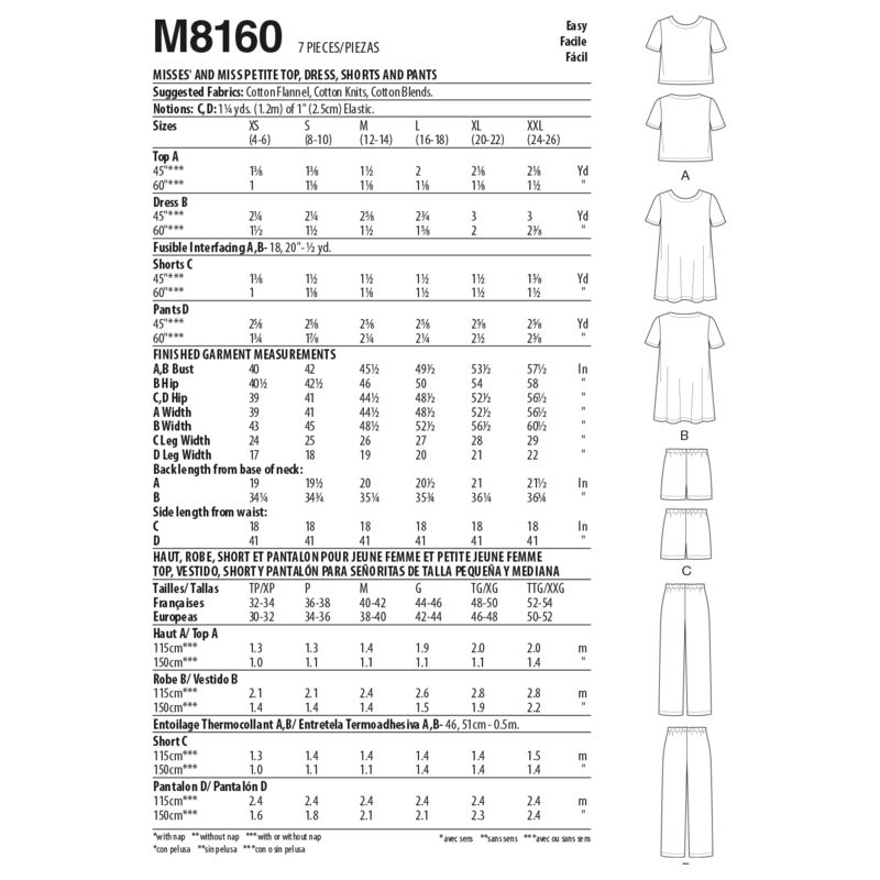 Patron McCall's 8160.A - Haut, robe, short et pantalon