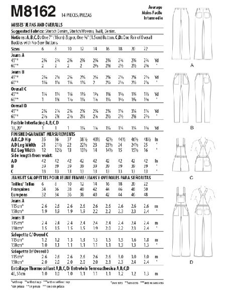 Patron McCall's 8162.A5 - Jeans et salopettes