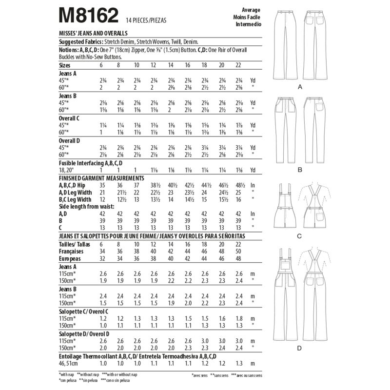 Patron McCall's 8162.A5 - Jeans et salopettes