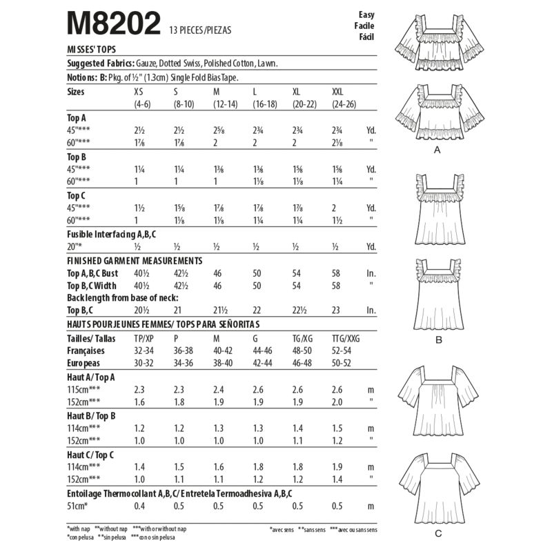Patron McCall's 8202.Y - Hauts