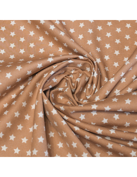 Popeline 100% coton - Etoile fond beige