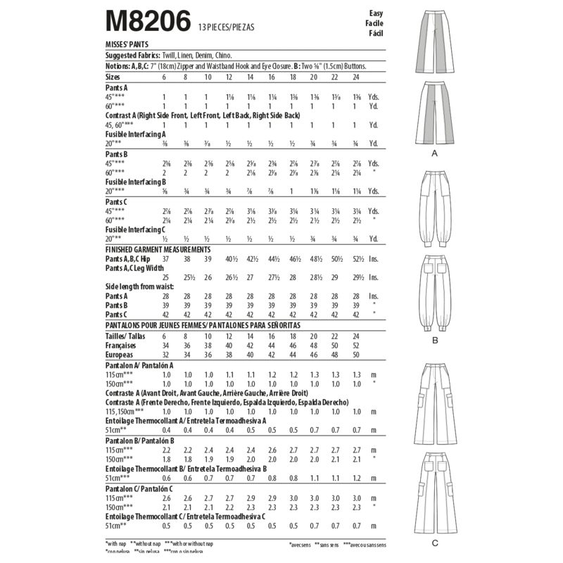 Patron McCall's 8206.A5 - Pantalon