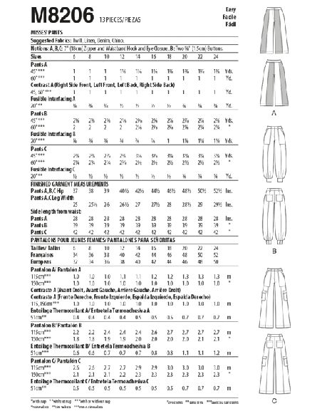 Patron McCall's 8206.A5 - Pantalon