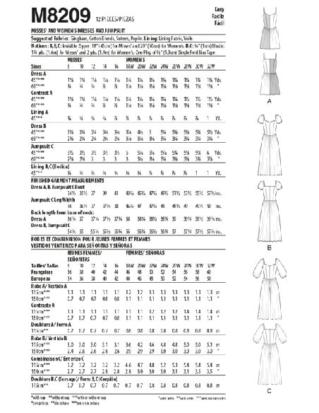 Patron McCall's 8209.B5 - Robes et combinaison
