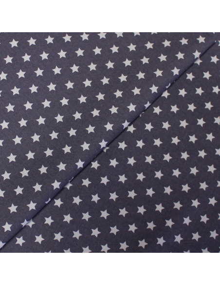 Popeline 100% coton - Etoile fond gris apia