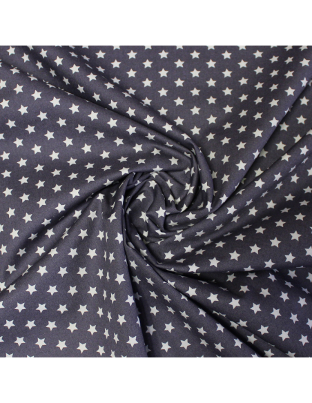 Popeline 100% coton - Etoile fond gris apia