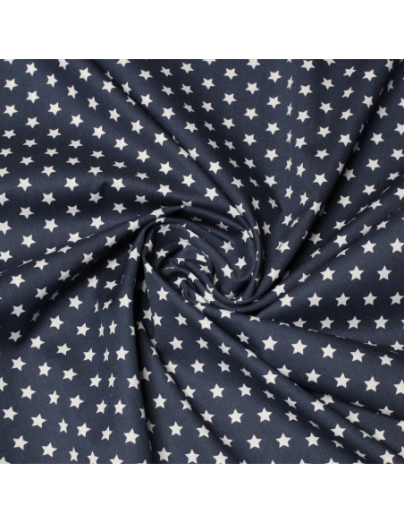 Popeline 100% coton - Étoile fond gris foncé