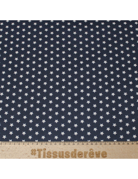 Popeline 100% coton - Étoile fond gris foncé