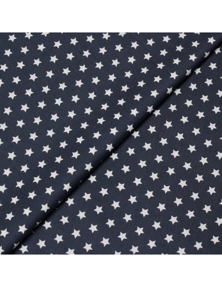 Popeline 100% coton - Étoile fond gris foncé