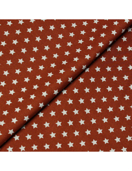 Popeline 100% coton - Etoile fond brique