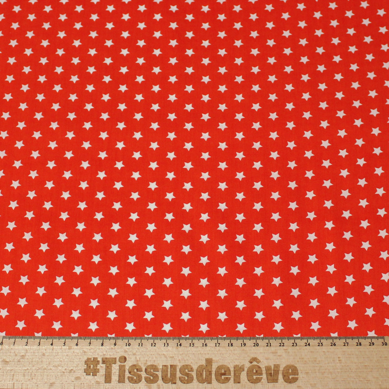 Popeline 100% coton - Etoile fond orange