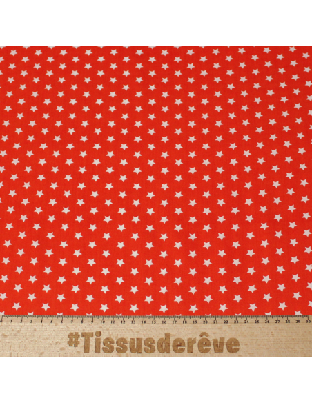 Popeline 100% coton - Etoile fond orange