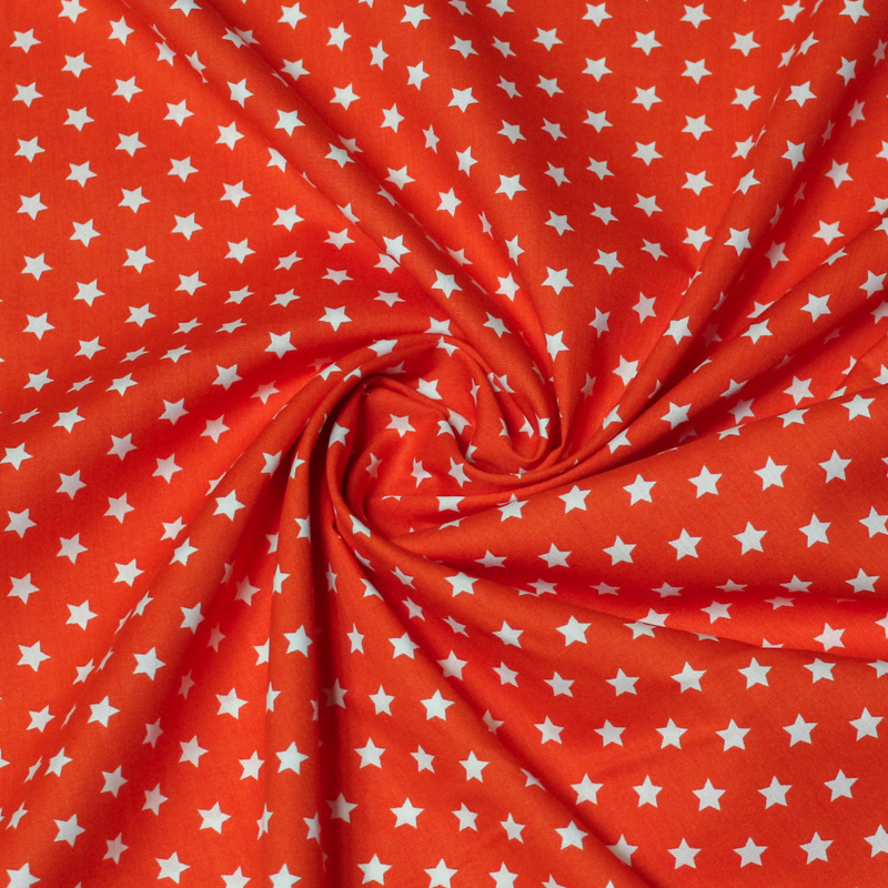 Popeline 100% coton - Etoile fond orange
