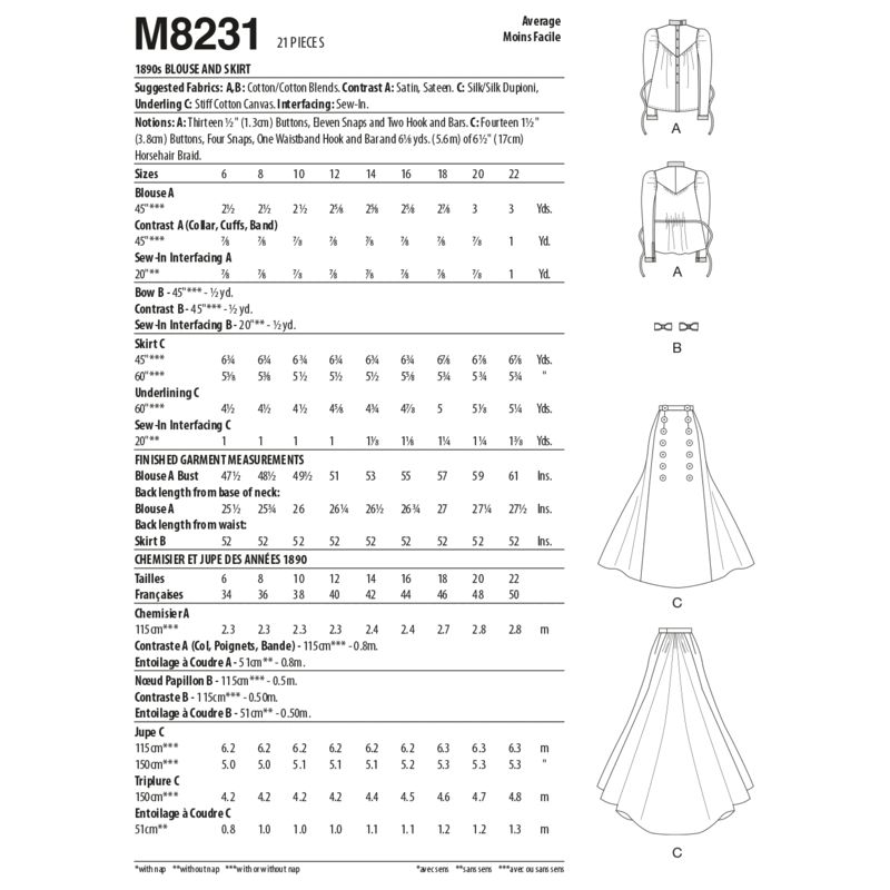 Patron McCall's 8231.A5 - Chemisier et jupe