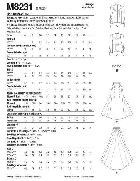 Patron McCall's 8231.A5 - Chemisier et jupe