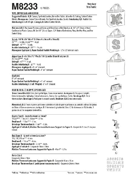 Patron McCall's 8233.OS - Fourre-tout, étui-zippé et porte-clés