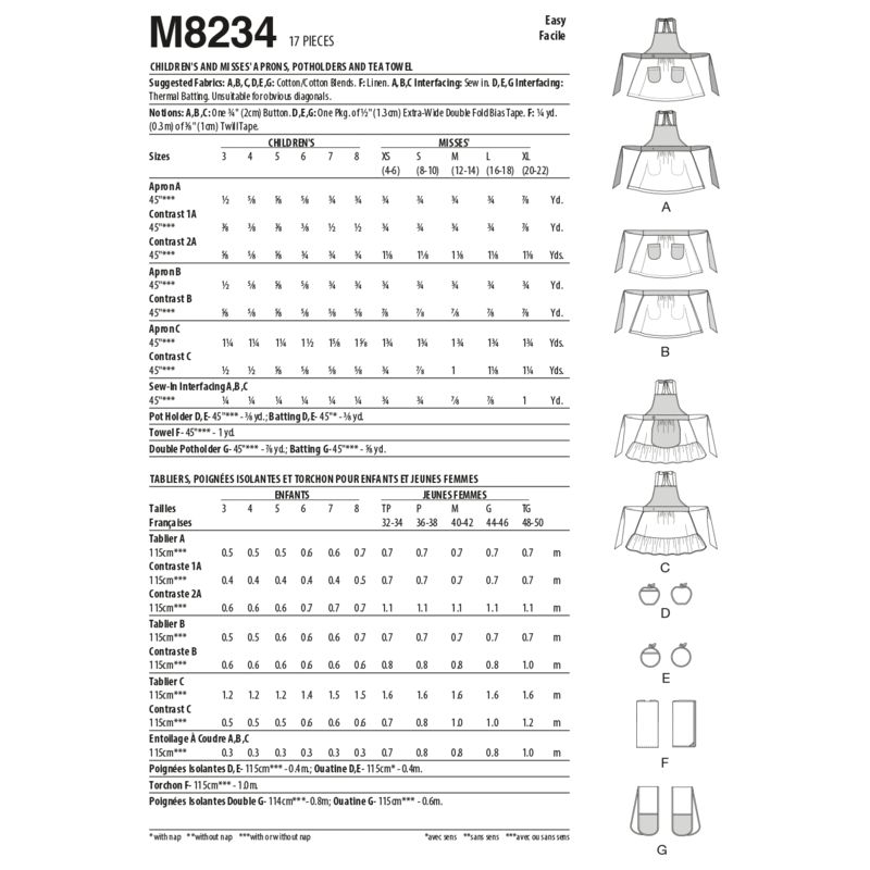 Patron McCall's 8234.A - Tabliers