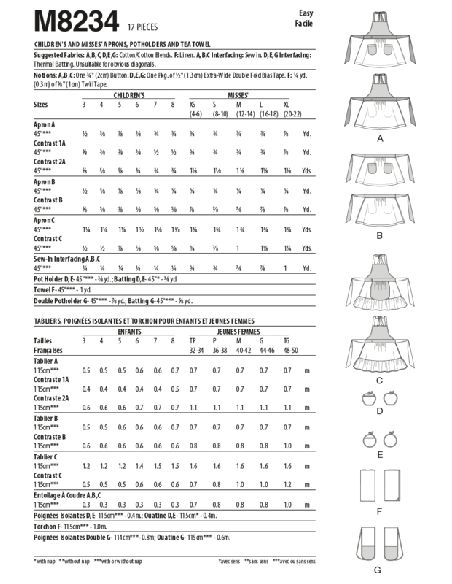 Patron McCall's 8234.A - Tabliers