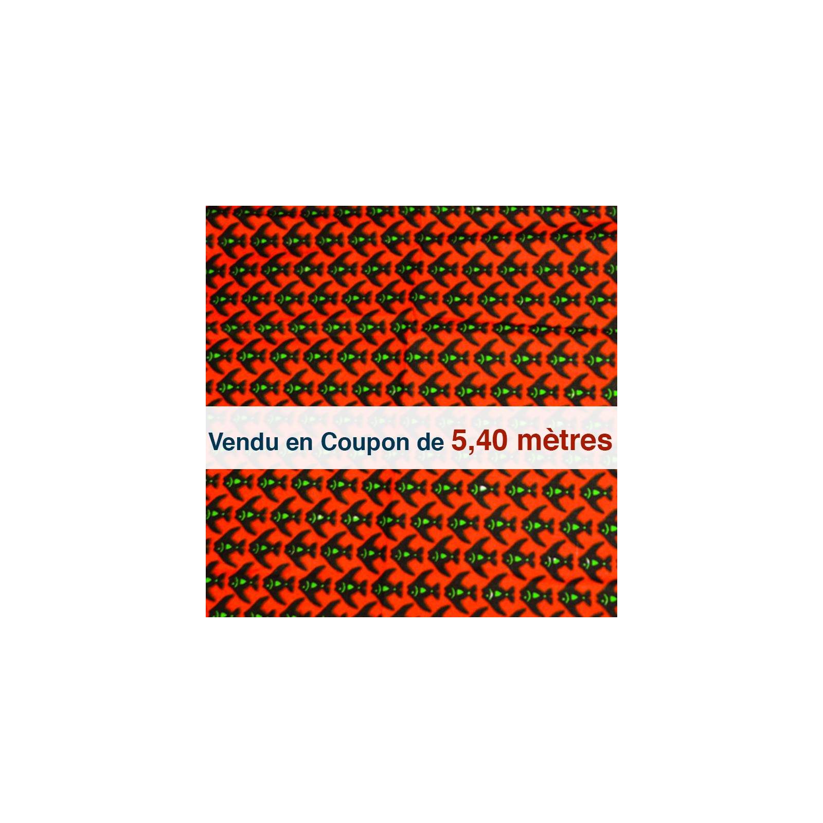 Tissu Africain - Wax poisson rouge ( coupon de 5,40 mètres)