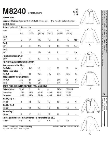 Patron McCall's 8240.A - Hauts