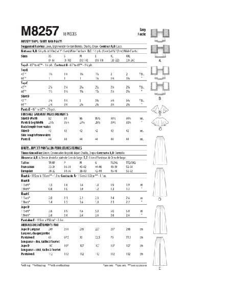 Patron McCall's 8257.Y - Hauts, jupe et pantalon
