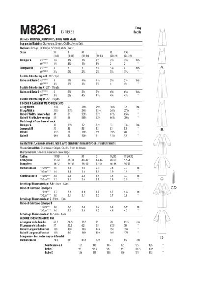 Patron McCall's 8261.Y - Barboteuse, combinaison, robe