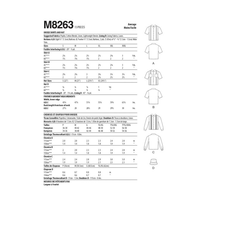 Patron McCall's 8263.A - Chemise et chapeau