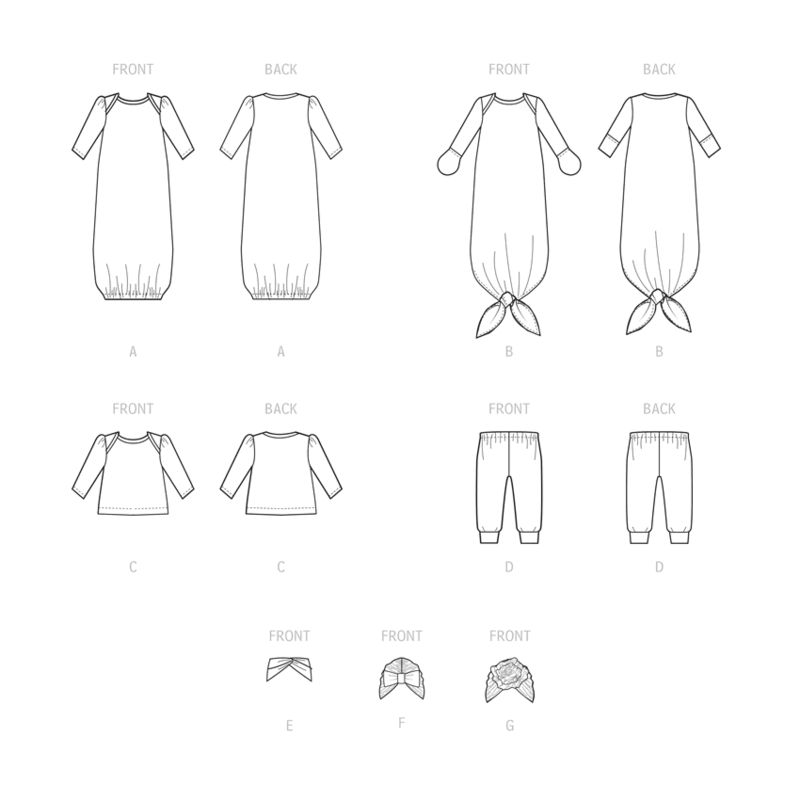 Patron McCall's 8265.YA5 - Chemise de nuit, haut, pantalon, bandeau et bonnet