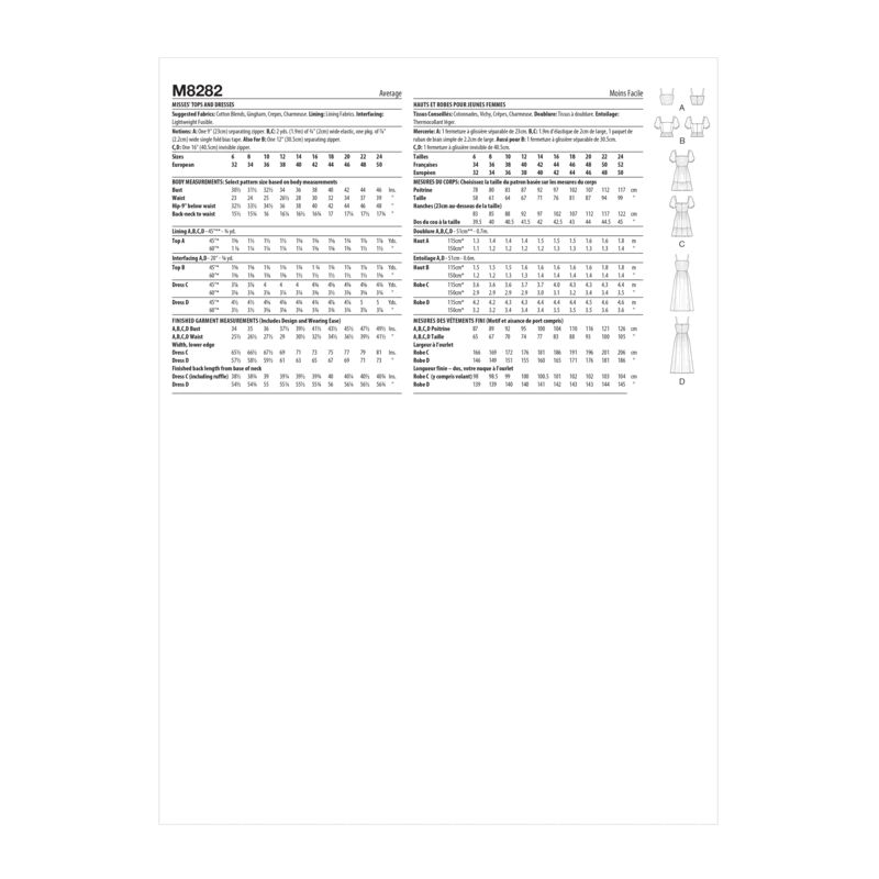 Patron McCall's 8282.A5 - Hauts et robes