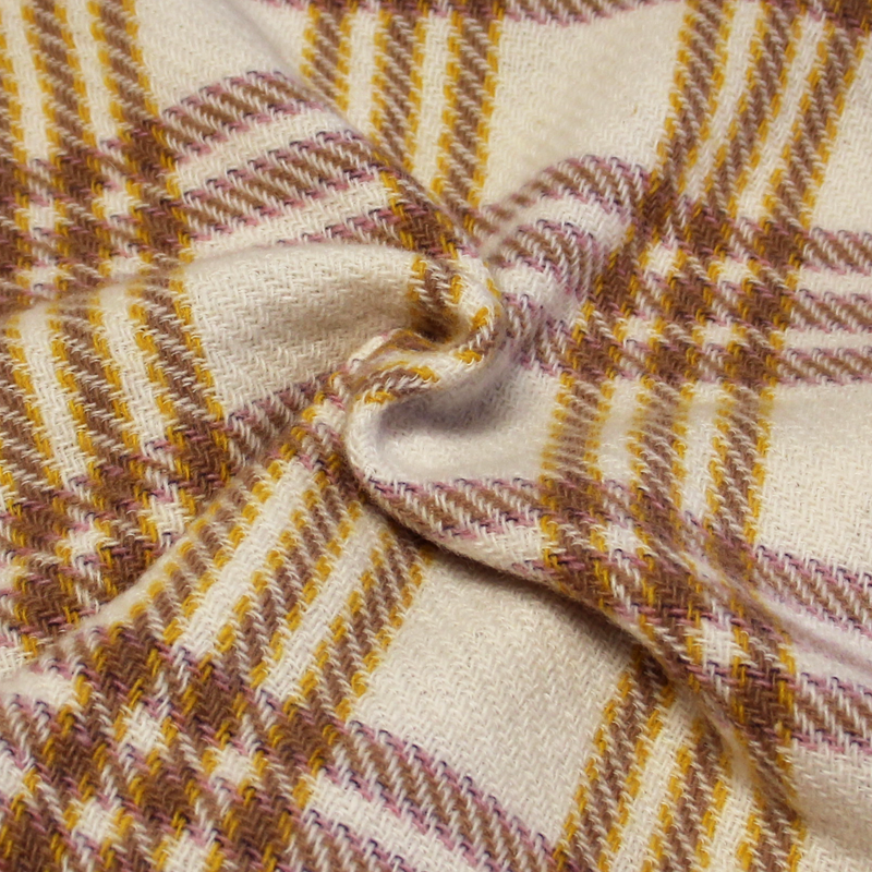 Tweed de laine - Carreaux multicolore fond écru