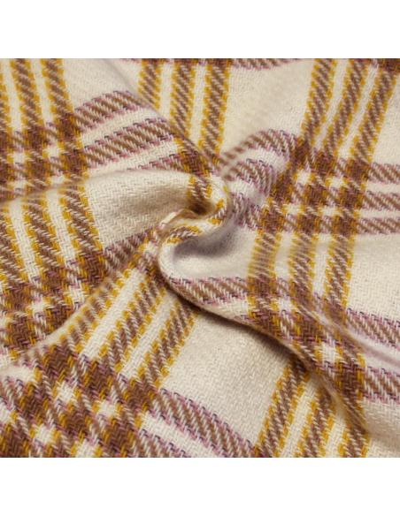 Tweed de laine - Carreaux multicolore fond écru