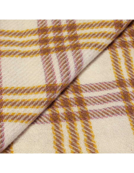 Tweed de laine - Carreaux multicolore fond écru