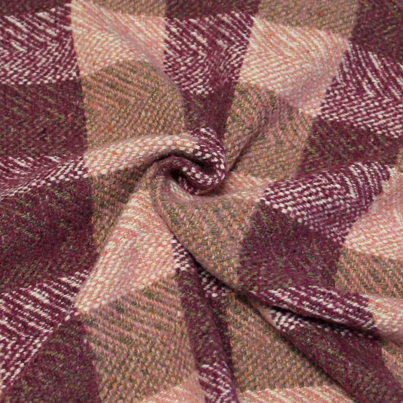 Tweed de laine - Carreaux ton rose