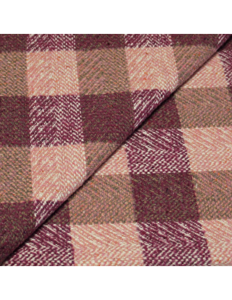 Tweed de laine - Carreaux ton rose