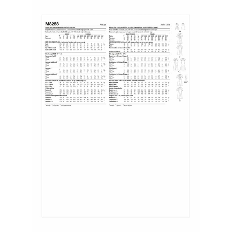 Patron McCall's 8288.B5 - Barboteuse, combinaisons