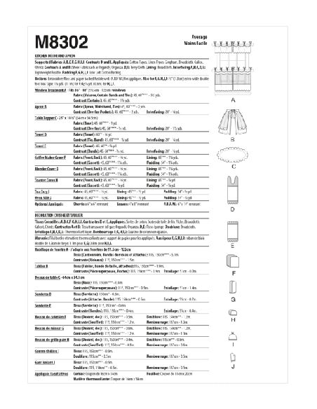 Patron McCall's 8302.OS - Décoration cuisine et tablier