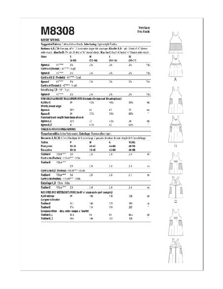 Patron McCall's 8308.A - Tabliers