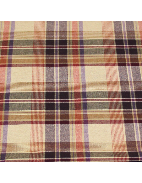 Tissu chemise - Carreaux ton rose & violet