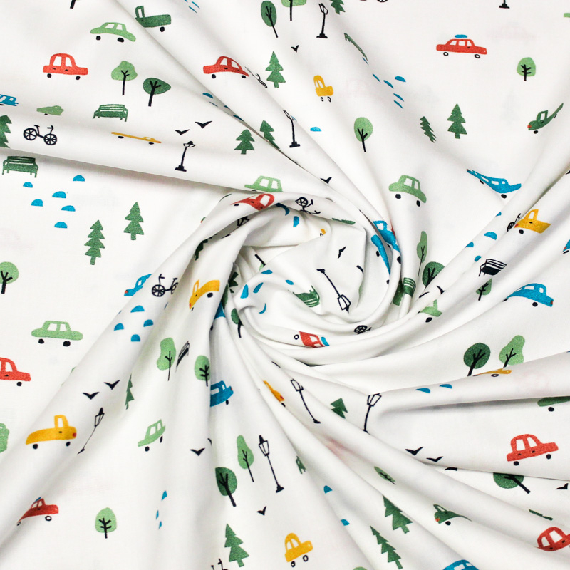 Popeline 100% coton - Ville fond blanc