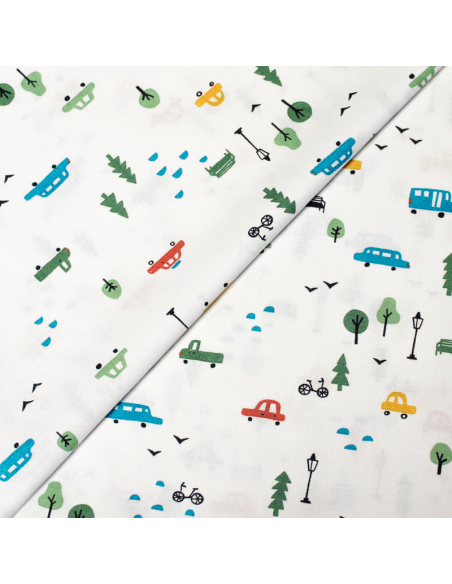 Popeline 100% coton - Ville fond blanc
