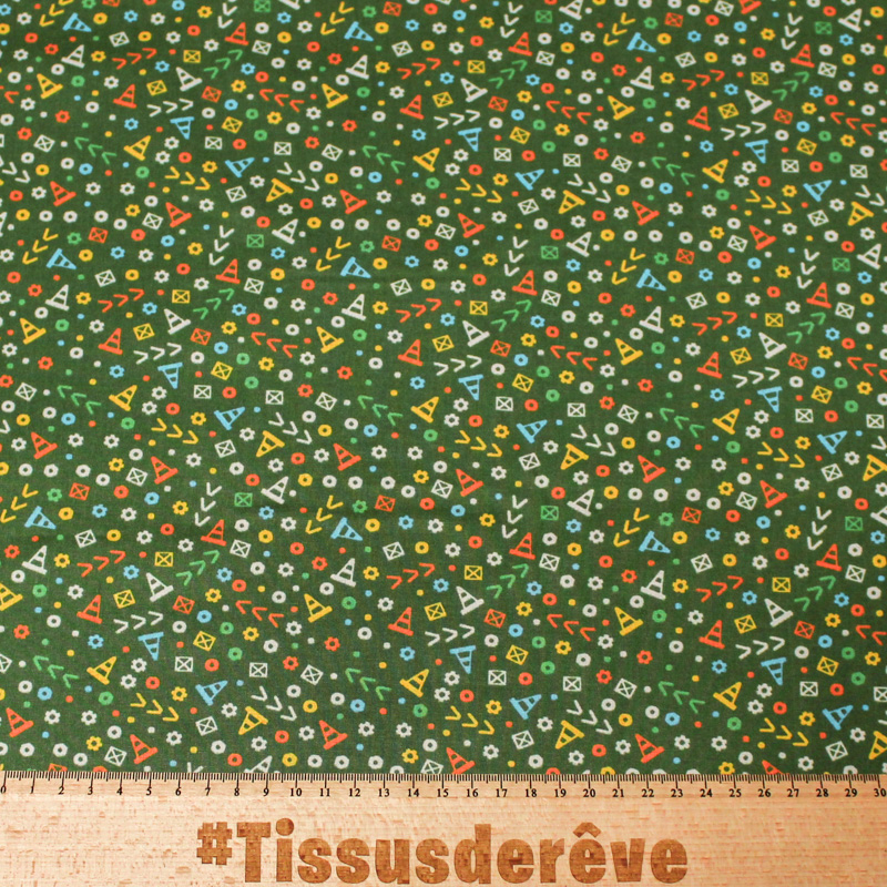 Popeline 100% coton - Signalisation fond vert