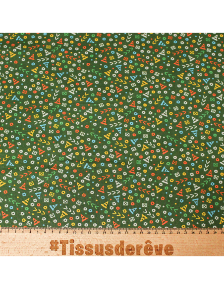 Popeline 100% coton - Signalisation fond vert