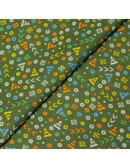 Popeline 100% coton - Signalisation fond vert