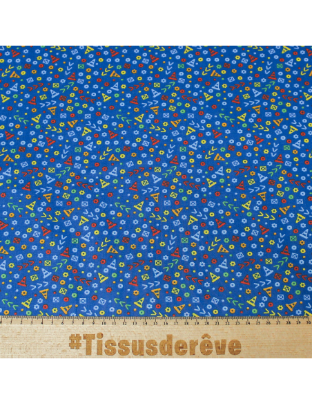 Popeline 100% coton - Signalisation fond bleu