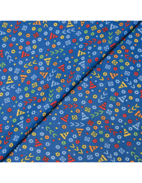 Popeline 100% coton - Signalisation fond bleu