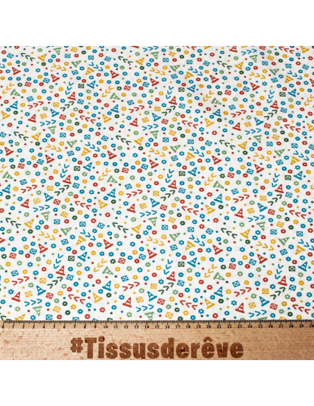 Popeline 100% coton - Signalisation fond blanc