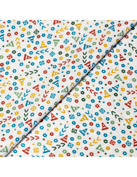 Popeline 100% coton - Signalisation fond blanc