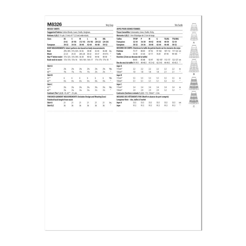Patron McCall's 8326.Y - Jupes