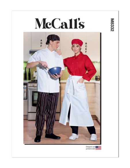 Patron McCall's 8332.A - Veste, pantalon, tablier et calotte de chef