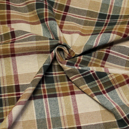 Tissu chemise - Carreaux ton bordeaux & vert 2
